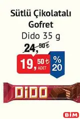 ÜLKER DİDO SÜTLÜ ÇİKOLATALI GOFRET 35 G fiyat ve kampanya bilgisi